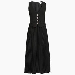 Likely Myla Dress Mixed Media Vest Pleated Midi Dress Size 6 NWT